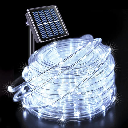 Christmas 10M LED Solar Powered Rope Light 8 Function Controller Outdoor