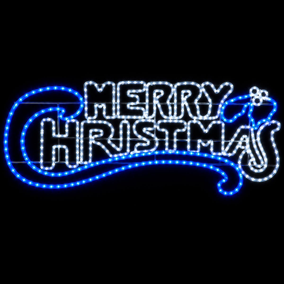 Christmas LED Motif Merry Christmas Blue White 150x53cm Indoor Outdoor Display Sign