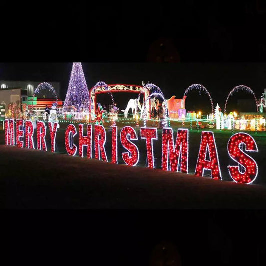 Commercial Merry Christmas LED Motif Garland 60cm Tall Letters Outdoor Display